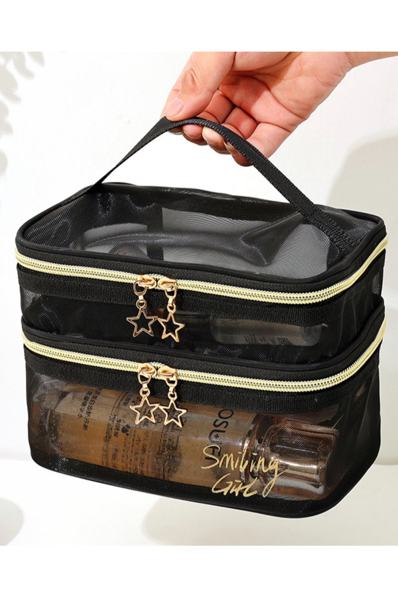 Large Double Layer Travel Makeup Bag, Cosmetic Bag Organizer - Image 3