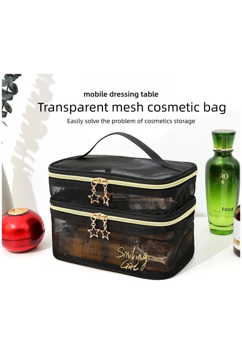 Large Double Layer Travel Makeup Bag, Cosmetic Bag Organizer - Image 4