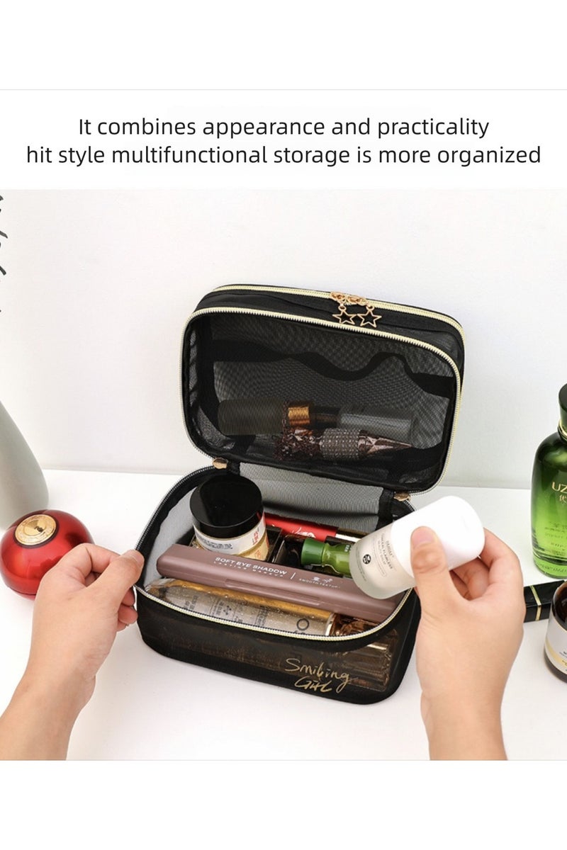 Large Double Layer Travel Makeup Bag, Cosmetic Bag Organizer - Image 5