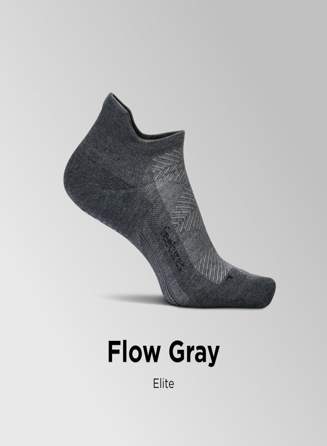 Feetures Elite Max Cushion Grip No Show Tab - Socks with Grippers for Barre, Pilates, Yoga & More - Grippy Socks - Flow Gray, Large (1 Pair) - Image 2