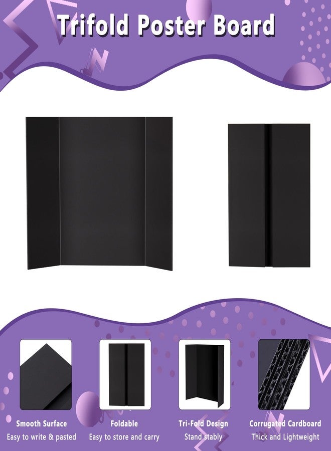 AKONEGE 4 Pack Small Trifold Poster Board 21" x 14" Tri Fold Poster Boards Black Corrugated Cardboard Project Boards for Presentations, School Projects, Science Fair, Exhibition Event Display - Image 3