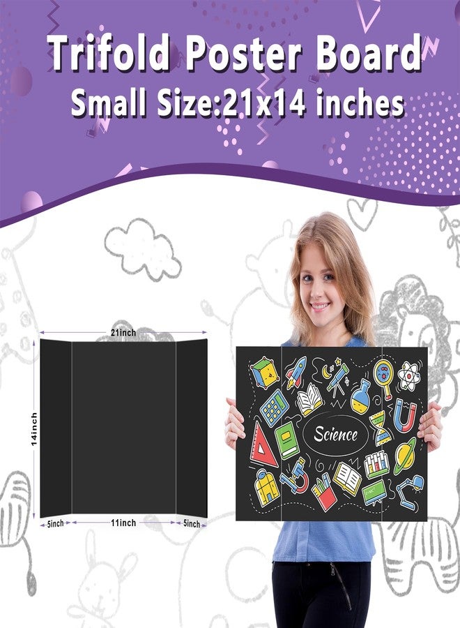 AKONEGE 4 Pack Small Trifold Poster Board 21" x 14" Tri Fold Poster Boards Black Corrugated Cardboard Project Boards for Presentations, School Projects, Science Fair, Exhibition Event Display - Image 2