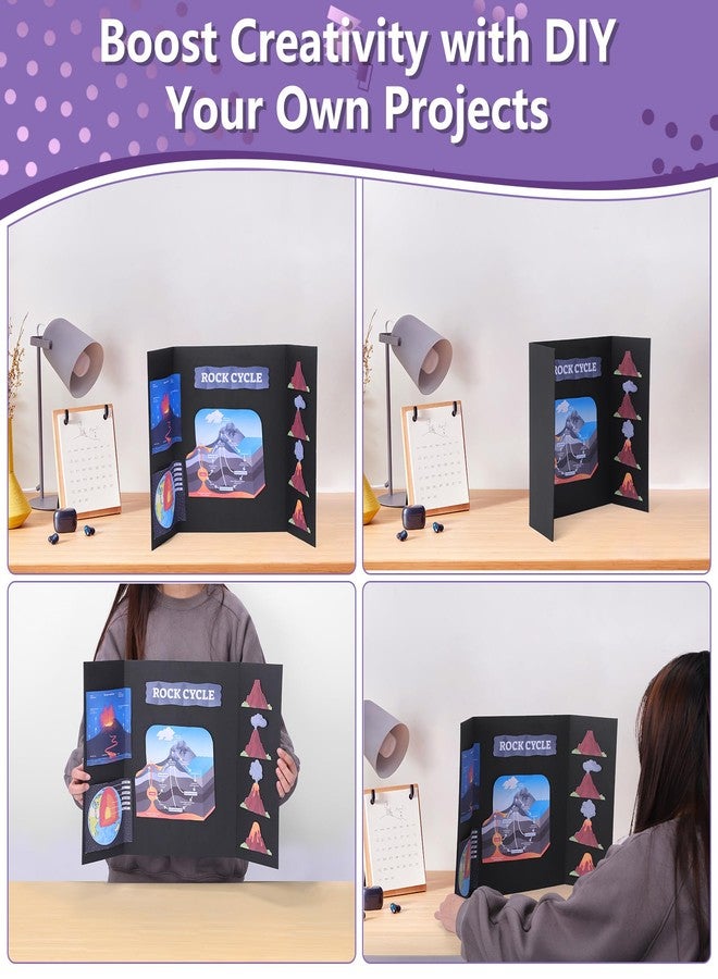 AKONEGE 4 Pack Small Trifold Poster Board 21" x 14" Tri Fold Poster Boards Black Corrugated Cardboard Project Boards for Presentations, School Projects, Science Fair, Exhibition Event Display - Image 5