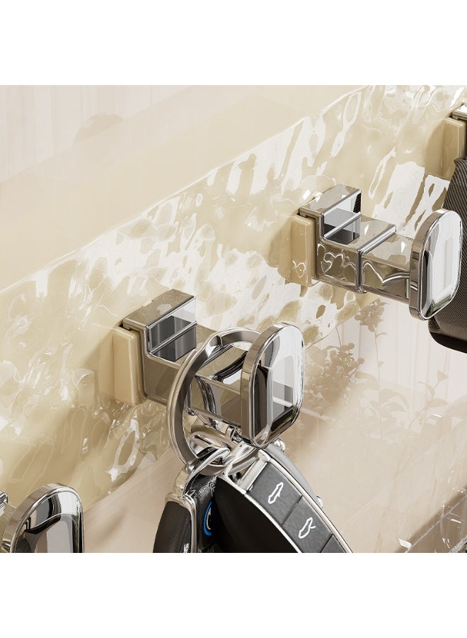 Noon East Space Saving Adhesive 4 Hooks, Wall Mount Utensil Rack,  for Bathroom Kitchen Towel and Bathrobe, 40 x 4.8 x 6cm, Cream/Silver - Image 5