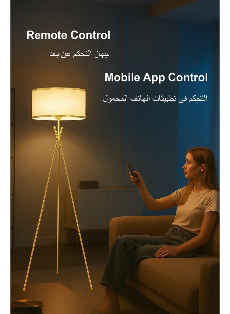 Fullight Triangle Floor Lamp 16W Dimmable with App & Remote Control, Gold, 160x35 cm, Standing Lamp, Ideal for Living Room, Bedroom, and Study - Image 3