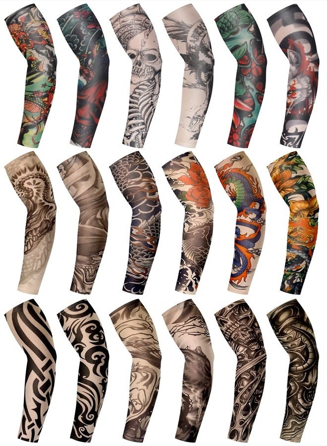 Geyoga 18 Pcs Tattoo Sleeves for Men Arm Sleeves Temporary Tattoo Sleeves Set Arts Fake Tattoo for Women to Cover Arms (Vivid Pattern,Medium) - Image 1
