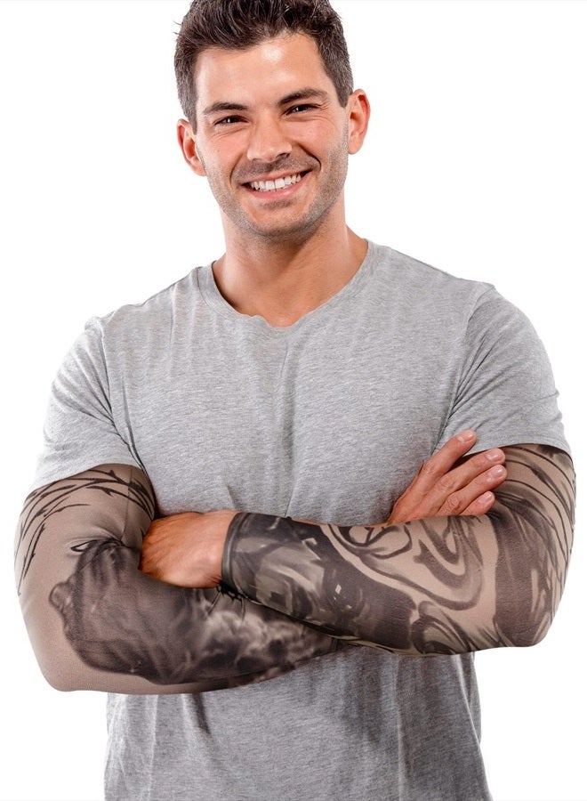 Geyoga 18 Pcs Tattoo Sleeves for Men Arm Sleeves Temporary Tattoo Sleeves Set Arts Fake Tattoo for Women to Cover Arms (Vivid Pattern,Medium) - Image 2