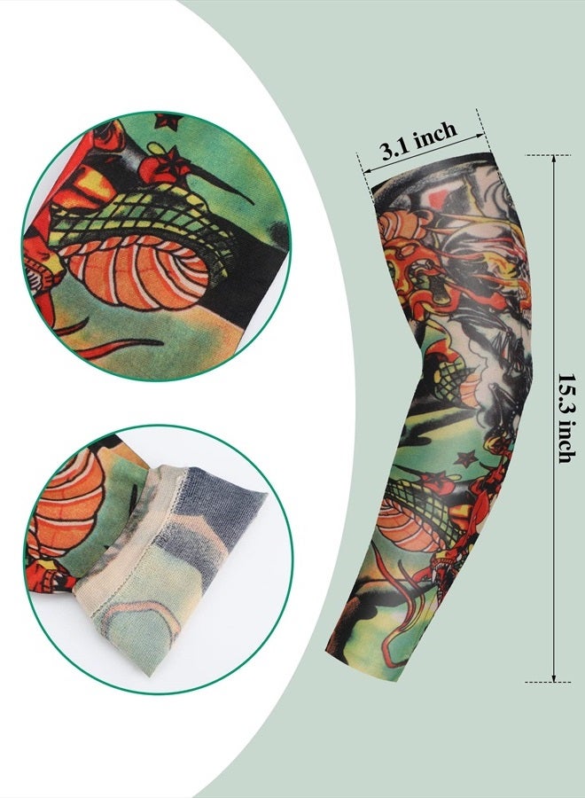 Geyoga 18 Pcs Tattoo Sleeves for Men Arm Sleeves Temporary Tattoo Sleeves Set Arts Fake Tattoo for Women to Cover Arms (Vivid Pattern,Medium) - Image 3