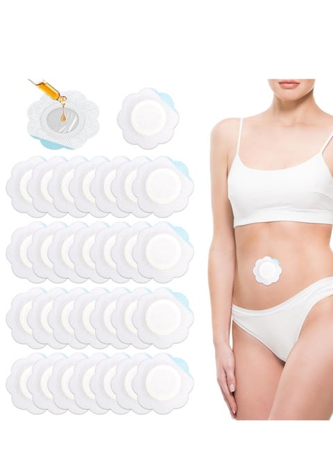 30pcs Castor Oil Pack Wrap for Belly Button, Self-Adhesive Disposable Castor Oil Belly Button Wrap Pads Spunlace Cloth Highly Absorbent Organic Cover Compress Patches No Wash (Oil Not Included)