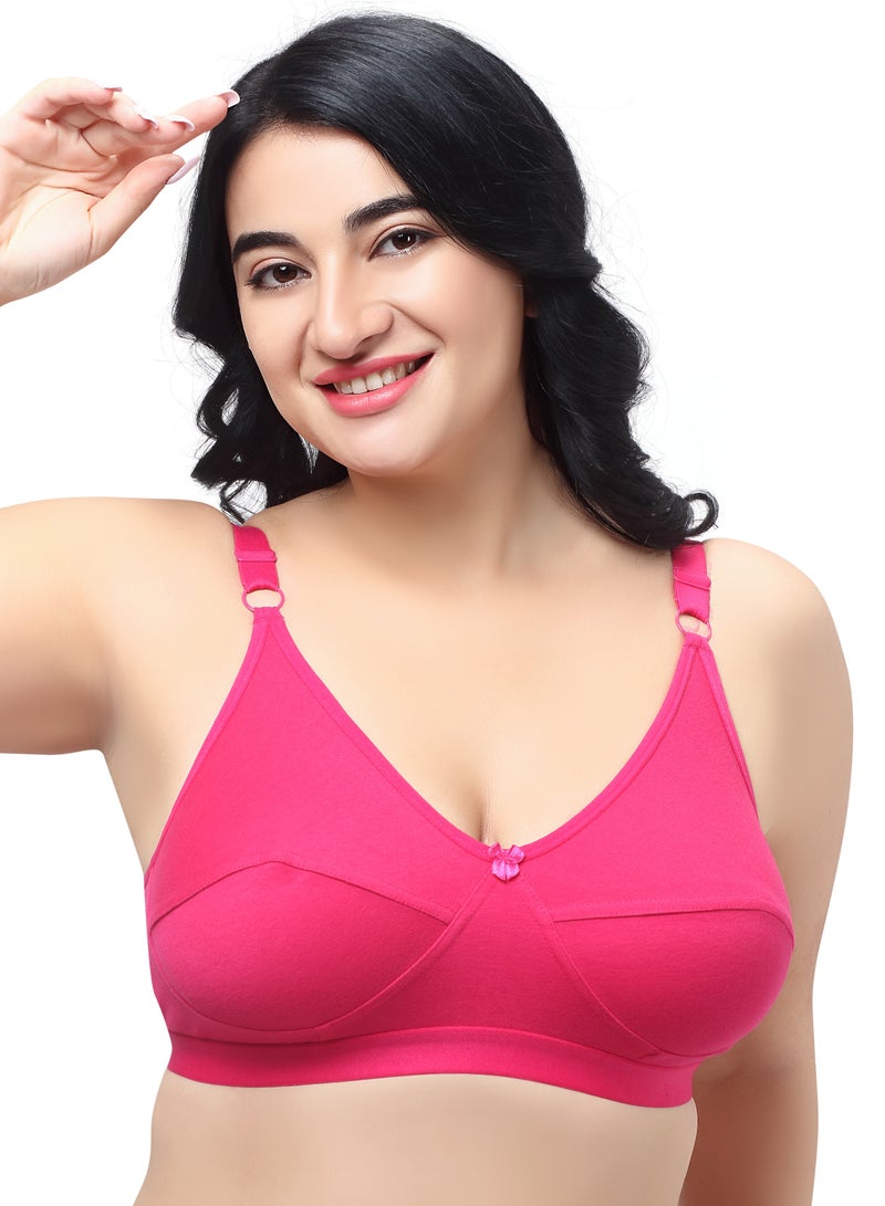 RAJNI Women's Bra C Cup Soft PolyCotton Non-Padded Anti-Sag Seamless Full Coverage Lift-up Wire-free Plus Size Pack of 2 - Image 2