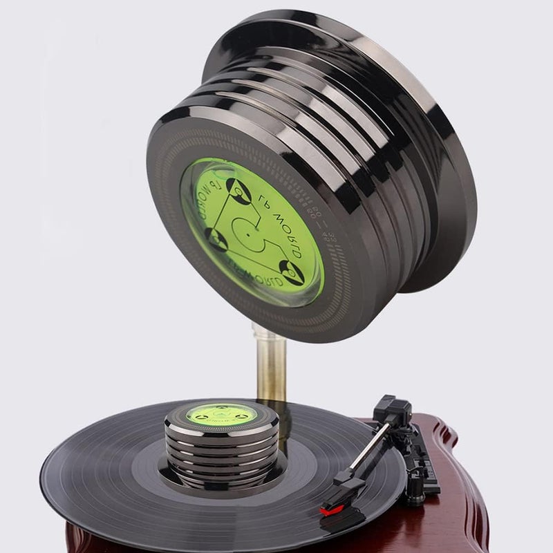 Turntable Stabilizer Aluminum Alloy Record Weight with 50Hz Bubble Level and Non Slip Cotton Mat for Record Player Gramophone (Glossy Black) - Image 5