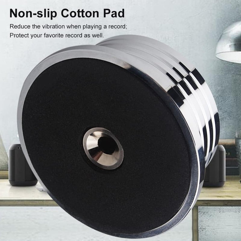 Turntable Stabilizer Aluminum Alloy Record Weight with 50Hz Bubble Level and Non Slip Cotton Mat for Record Player Gramophone (Glossy Black) - Image 3