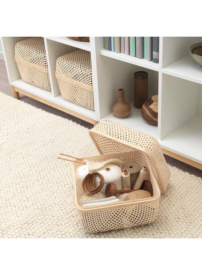 زبون صندوق مع غطاء، طبيعي، 30X30X23 سم - Image 2