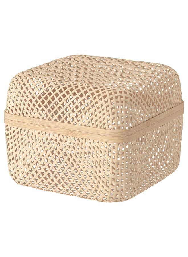 زبون صندوق مع غطاء، طبيعي، 30X30X23 سم - Image 1