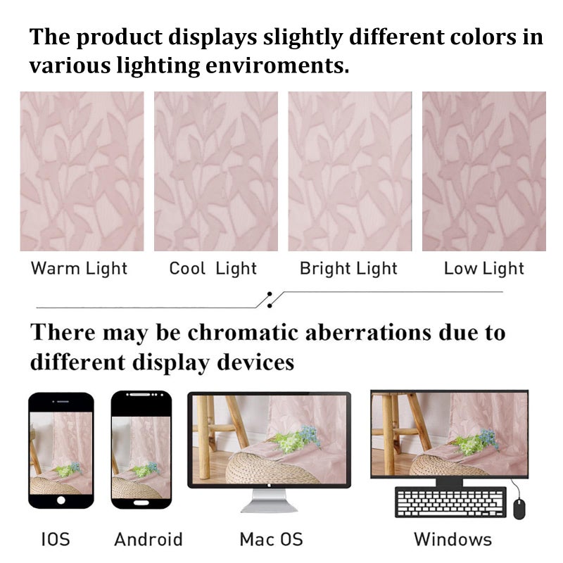 Lecloud Leia Jacquard Textured Blush Sheer Kitchen Curtains 36 Inch Length 2 Packs, Airy & Breathable Clip Leaf Living Room/Dining Room/Cafe/Bedroom Voile Pink Curtain & Drapes with Dual Rod Pockets, - Image 5