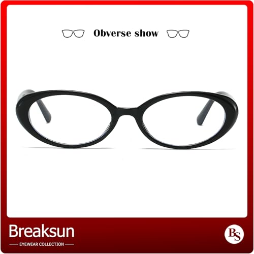 Breaksun Retro Oval Sunglasses for Women Men Fashion Small Oval Sunglasses 90s Vintage Shades (Black/Clear) - Image 5