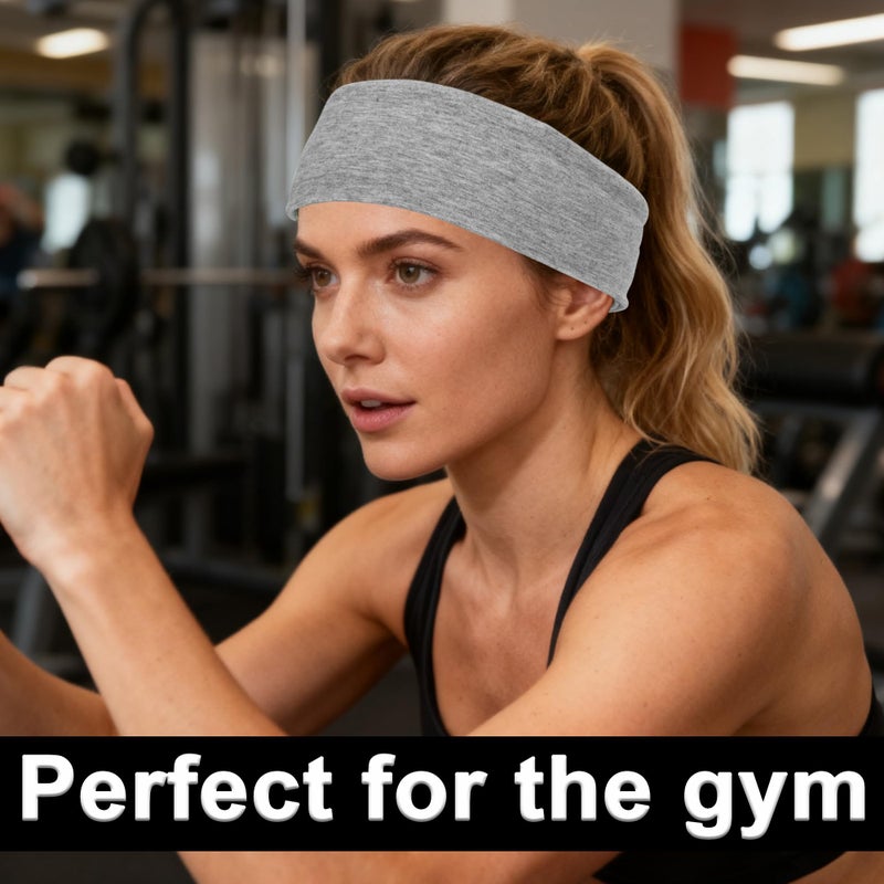 QUELIEN Wide Headbands for Women 3 Pack â€“ Soft Stretch Cloth Hair Bands for Workout, Yoga, Skincare & Daily Wear â€“ Thick Non Slip Headbands in Black, White & Gray, Comfortable Hair Accessories for Women - Image 5