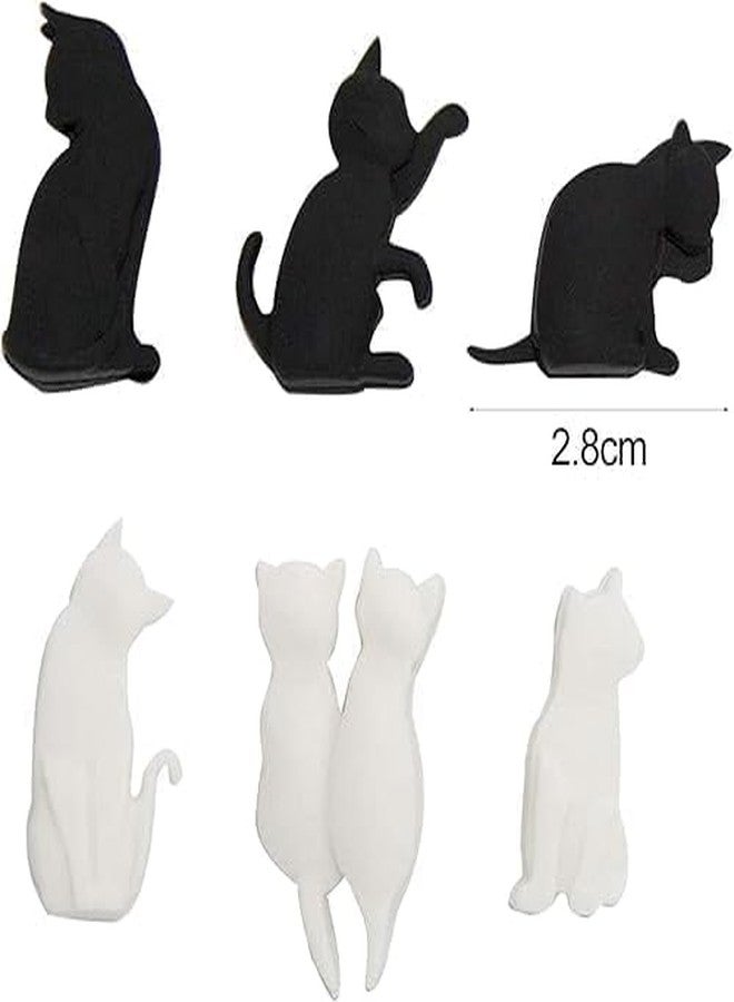 SelHeng 6Pcs Cat Shaped Silicone Tea Bag Clips, Reusable Bag Seals in Black and White, Perfect for Tea, Coffee, Snacks,Kitchen and Beverage Accessory Set - Image 2
