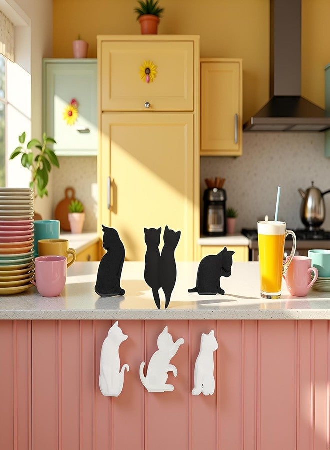 SelHeng 6Pcs Cat Shaped Silicone Tea Bag Clips, Reusable Bag Seals in Black and White, Perfect for Tea, Coffee, Snacks,Kitchen and Beverage Accessory Set - Image 3