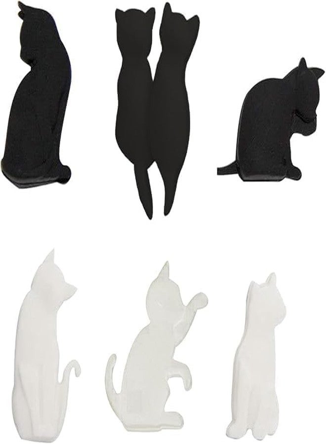 SelHeng 6Pcs Cat Shaped Silicone Tea Bag Clips, Reusable Bag Seals in Black and White, Perfect for Tea, Coffee, Snacks,Kitchen and Beverage Accessory Set - Image 1