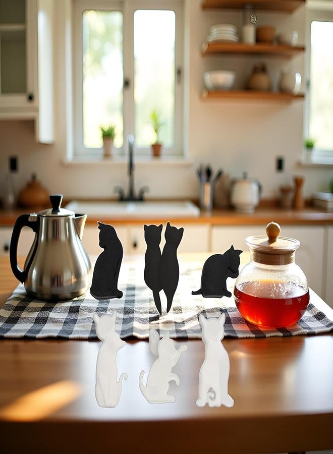 SelHeng 6Pcs Cat Shaped Silicone Tea Bag Clips, Reusable Bag Seals in Black and White, Perfect for Tea, Coffee, Snacks,Kitchen and Beverage Accessory Set - Image 5