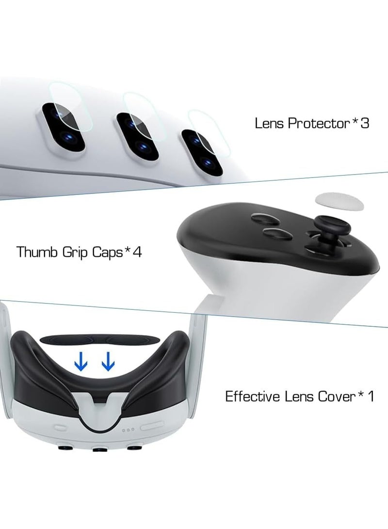 Fekra ORG Accessories Case Compatible with Meta Quest 3, Clear VR Shell Cover with Lens Protector, Tempered Glass Screen Guard, Joystick Thumb Caps, Essential VR Accessories Kit, No Headset - Image 3