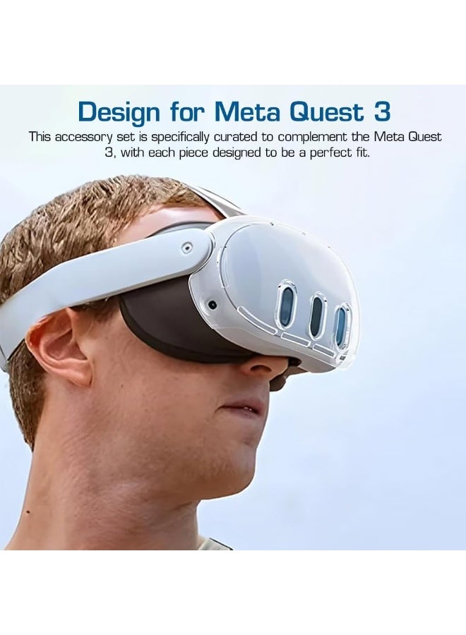 Fekra ORG Accessories Case Compatible with Meta Quest 3, Clear VR Shell Cover with Lens Protector, Tempered Glass Screen Guard, Joystick Thumb Caps, Essential VR Accessories Kit, No Headset - Image 2