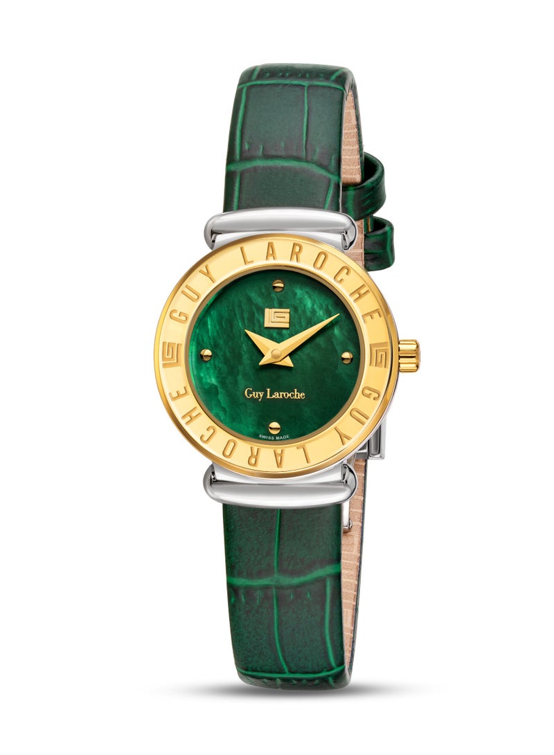 Guy Laroche Betty Watch for Women with Green Genuine Leather Strap 25 mm 5 Atm  - Image 1