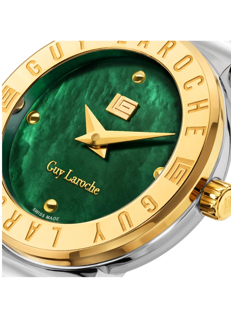 غاي لاروش Betty Watch for Women with Green Genuine Leather Strap 25 mm 5 Atm