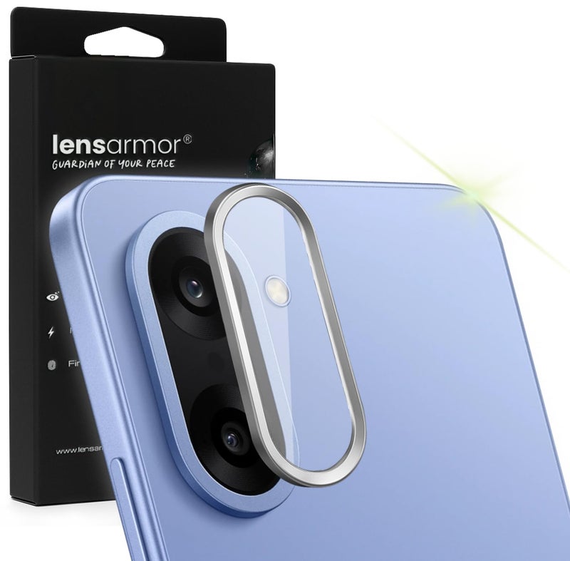 Lensarmor Compatible with OnePlus Nord CE 5 Camera Lens Protector – Silver Metal Ring Lens Guard for Nord CE 5, 9H Scratch Resistant, HD Transparent Glass, Anti-Fingerprint Camera Protector - Image 1