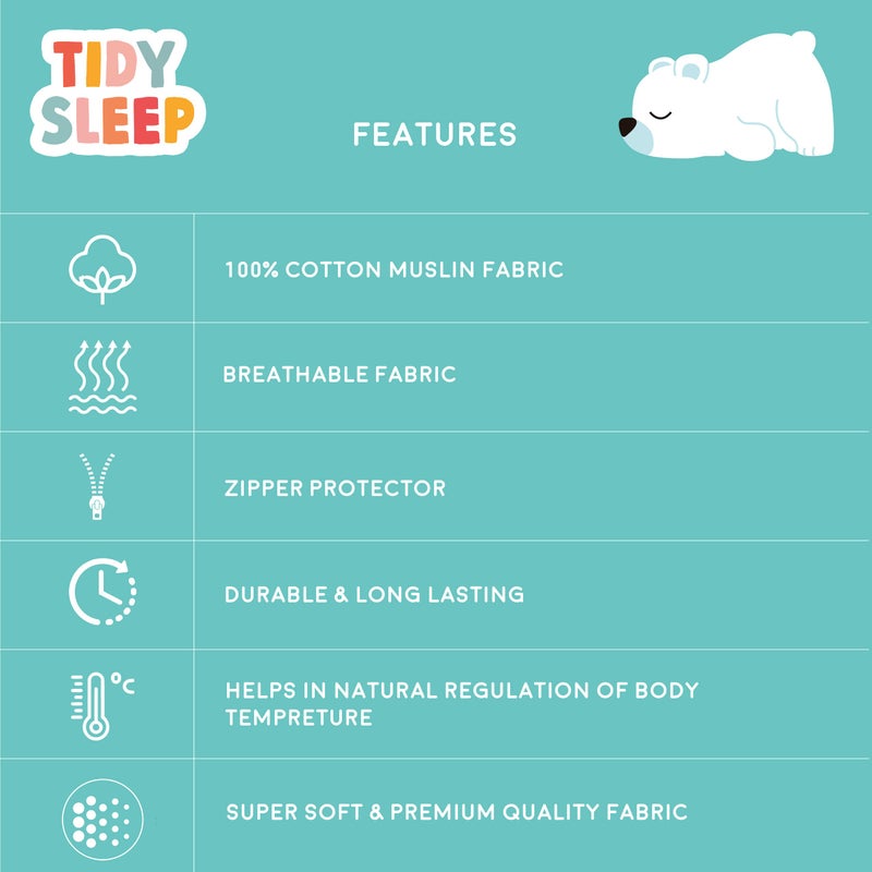 TIDY SLEEP Baby Sleeping Sack Bag/Swaddle Bag/Baby Sleeping Pod with Front Inverted Zipper, Fine Quilt Stitching, Pure Cotton, Supreme Quality (18-24 Months, Star Print) - Image 4