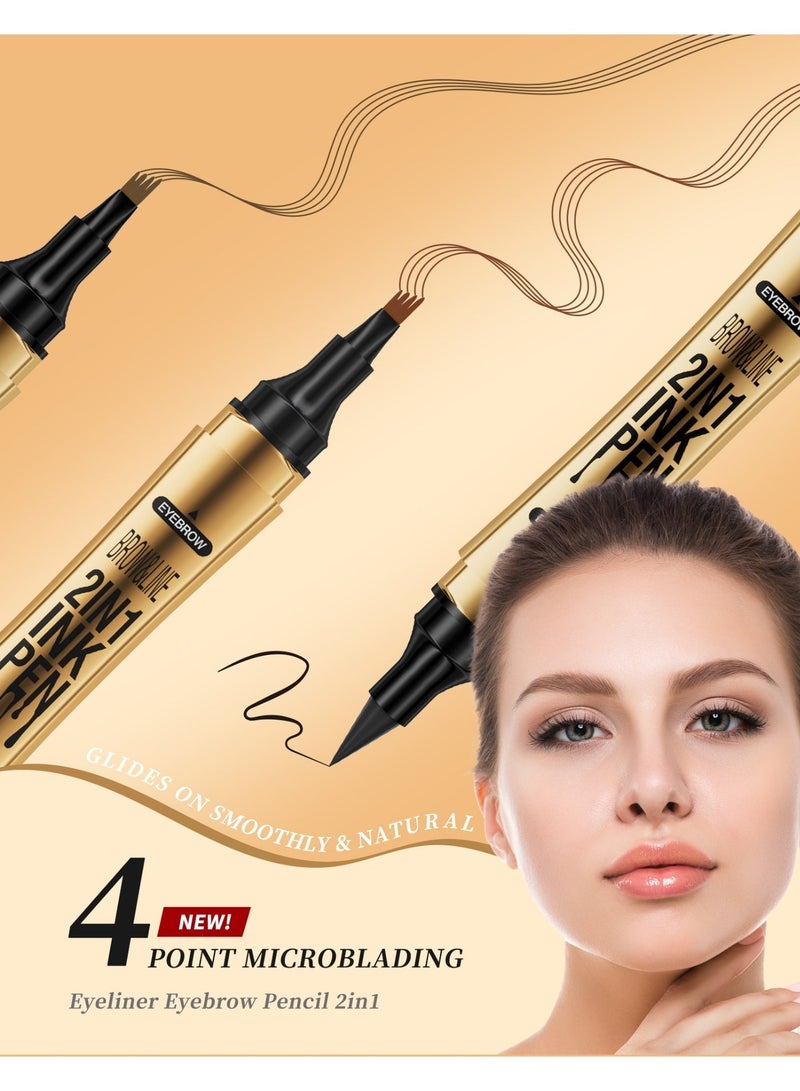 ZMDREAM 2-in-1 Eyebrow Pencil 4-Tips & Eyeliner Pen - 24H Waterproof, Smudge-Proof for All-Day Defined Eyes & Brows - Image 3