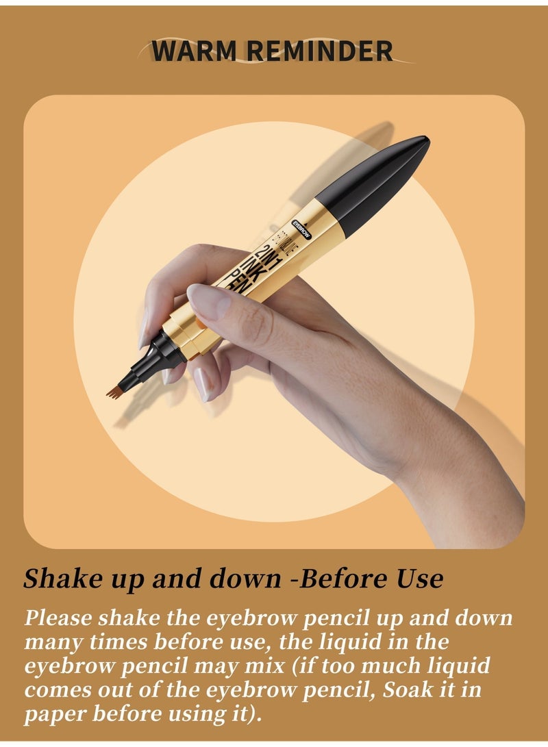 ZMDREAM 2-in-1 Eyebrow Pencil 4-Tips & Eyeliner Pen - 24H Waterproof, Smudge-Proof for All-Day Defined Eyes & Brows - Image 4