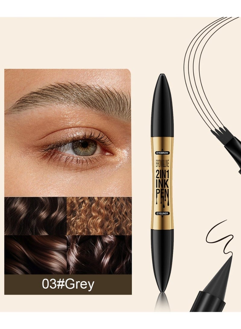 ZMDREAM 2-in-1 Eyebrow Pencil 4-Tips & Eyeliner Pen - 24H Waterproof, Smudge-Proof for All-Day Defined Eyes & Brows - Image 1