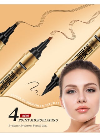 2-in-1 Eyebrow Pencil 4-Tips & Eyeliner Pen - 24H Waterproof, Smudge-Proof for All-Day Defined Eyes & Brows - view 4