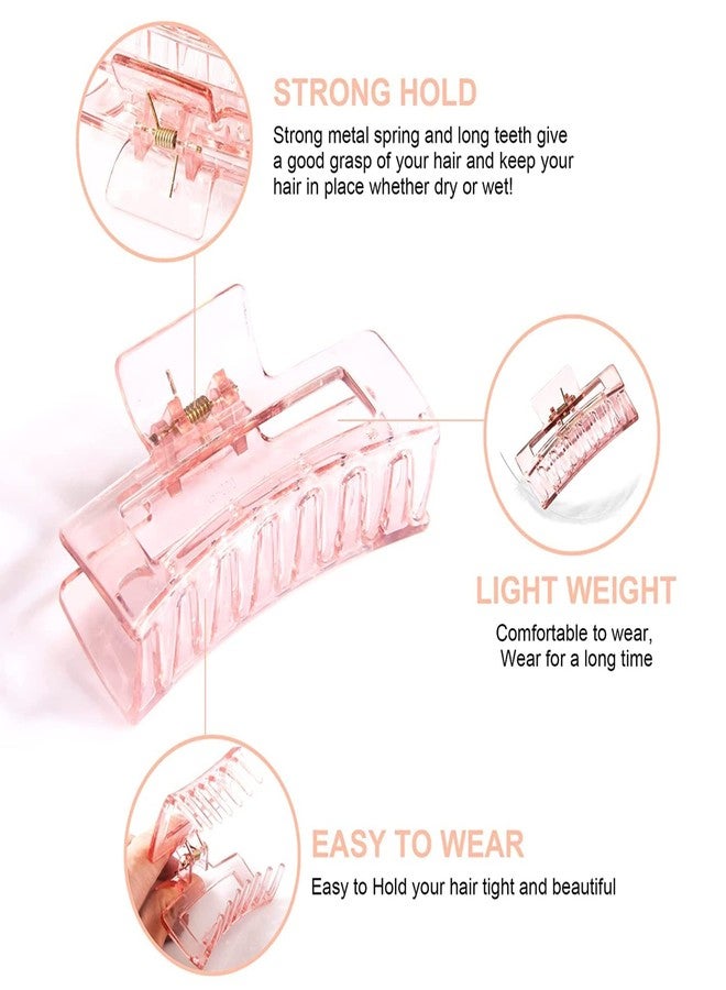 ANNACREATIONS 3 Pcs Korean Style Large Plastic Transparent Multicolor Color Hair Claw Clips Long Jaw Clutches Hair Accessories for Women and Girls - Image 2