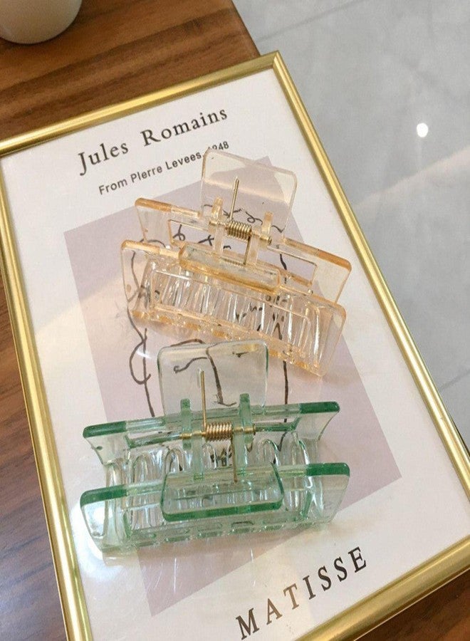 ANNACREATIONS 3 Pcs Korean Style Large Plastic Transparent Multicolor Color Hair Claw Clips Long Jaw Clutches Hair Accessories for Women and Girls - Image 5