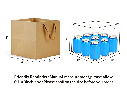 HUAPRINT Brown Paper Bags,Gift Bags with Handles,24 Pack Large Gift Bags,8x8x8inch, Heavy Duty Grocery Shopping Bag,Wedding Party Favor Bags,Square Size,Reusable,Retail Business Packaging Bags - Image 2