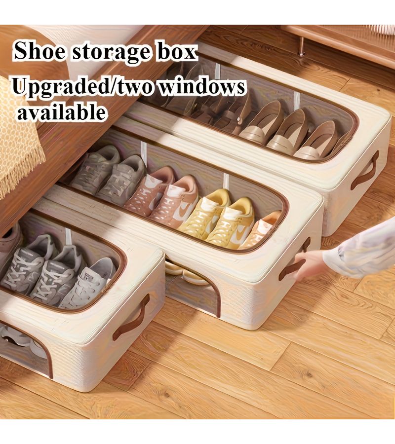 4pcs Stackable Storage Boxes With Lid And Front Door Access For Shoes Books Shoes - Image 2