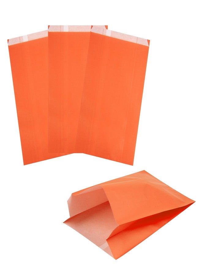 Restaurantware Bag Tek 7.1 x 3 x 11 Inch Paper Bags For Snacks 100 Durable French Fry Bags - Disposable Greaseproof Paper Orange Snack Bags For Popcorn Cookies Or Fries - Image 1