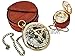 THOR INSTRUMENTS THOR INSTRUMENTS Beautiful Brass Sundial Compass with Brown Leather Case & Chain | Push Open Compass | Camping | Hiking  - Image 2