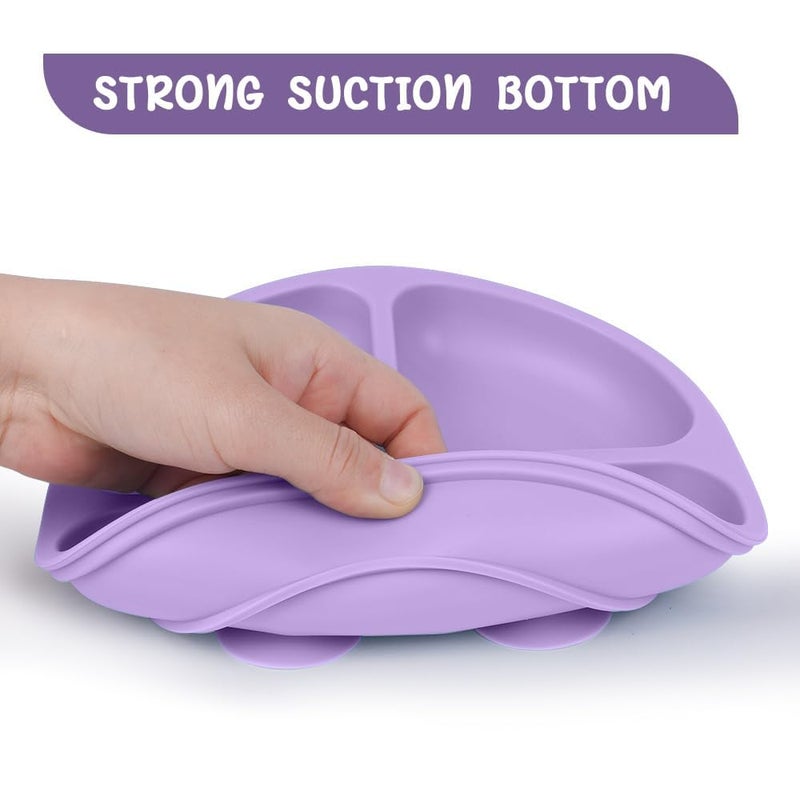 Xacton Silicone Suction Plates I Baby Feeding with 3 Strong Suction Cups I BPA Free, Dishwasher, Freezer & Microwave Safe I Unbreakable I Silicon Grip I Deep Divided for Baby & Toddlers (Blue1) - Image 3