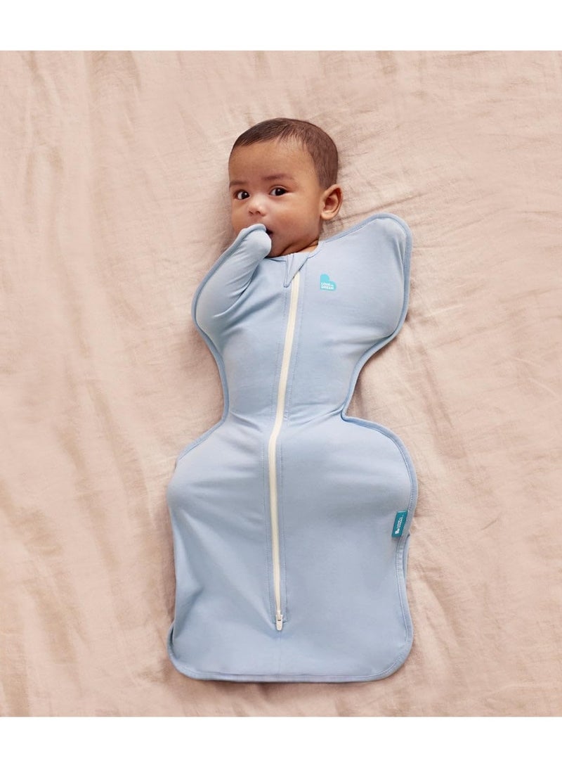 LOVE TO dream Light Blue Baby Swaddle Wrap, Stretch Cotton Sleep Sack, Soft Breathable Sleepwear, Adjustable Baby Wrap Blanket, Cozy Swaddling Cloth for Comfortable Sleep - Image 1