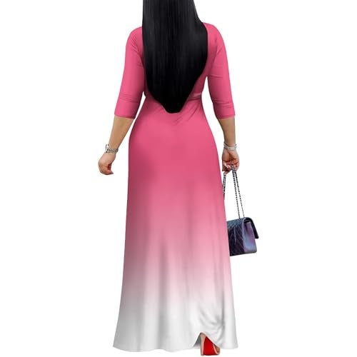 PinkPatty Women's Plus Size Maxi Dress 3/4 Sleeves Casual Flowy Long Dress for Vacation with Pockets - Image 4