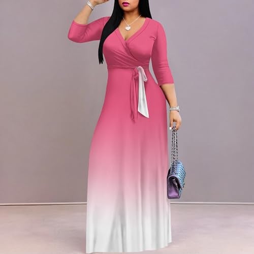 PinkPatty Women's Plus Size Maxi Dress 3/4 Sleeves Casual Flowy Long Dress for Vacation with Pockets - Image 5