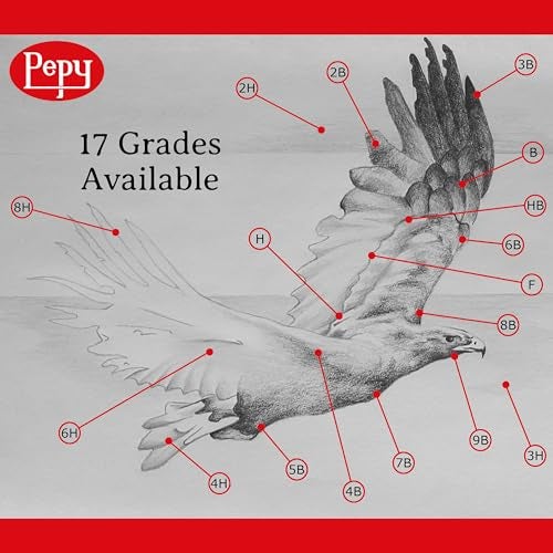 Pepy Graphite Professional Drawing Pencils - Set of 12 6B Pre-Sharpened Black Lead Pencils; Perfect for Drawing, Sketching and Shading, Graphic and Fine Art - Image 3