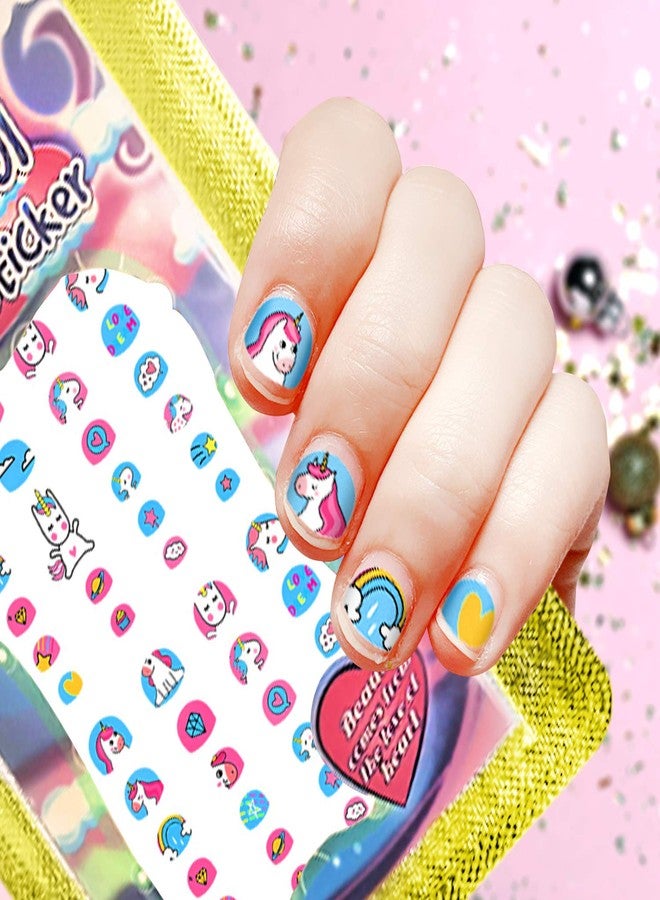 DB11 Unicorn Kids Nail Art Stickers Decals for Little Girls, 500+ Cute Rainbow Heart Stars Princess Nail Wrap Decoration Self Adhesive Finger Toe Tip Stickers Birthday Party Favor Gift - Image 2