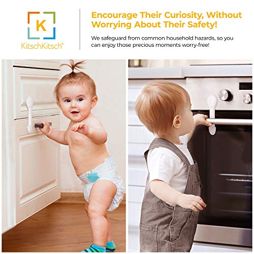 KitschKitsch® 16pcs Baby Infant Child Proofing Safety Locks Latches Door Cupboard Cabinet Fridge Drawer Locks (White) - Image 5