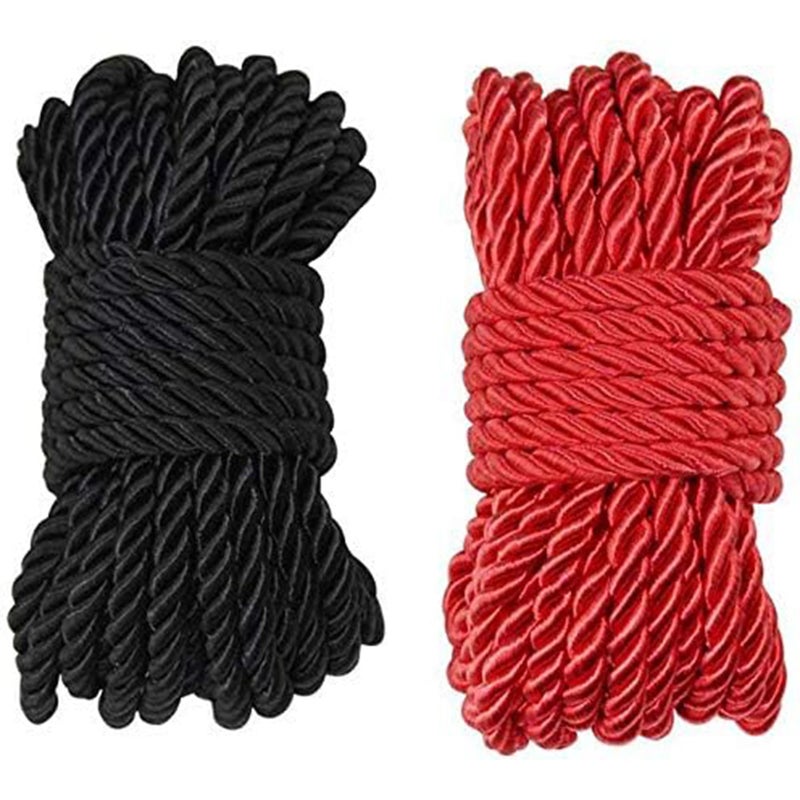 CRAFTCURL Nylon Twisted Rope  Highly Durable  Slightly Shiny Design Braided Polyester Rope  Multipurpose Thick and Suitable for Camping Cargo Tie Down  Swing 10 Meter Black  Red