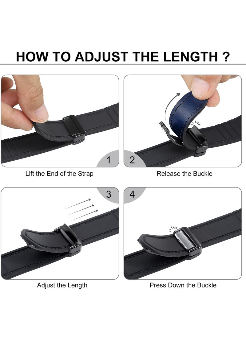 Generic - Genuine Leather Magnetic Watch Band for Apple Watch Ultra 49mm/45mm/44mm/42mm, Stylish Blue Strap Compatible with Series 2/9/8/7 - Image 1